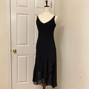 (Size S) Black Chiffon Draped Gown